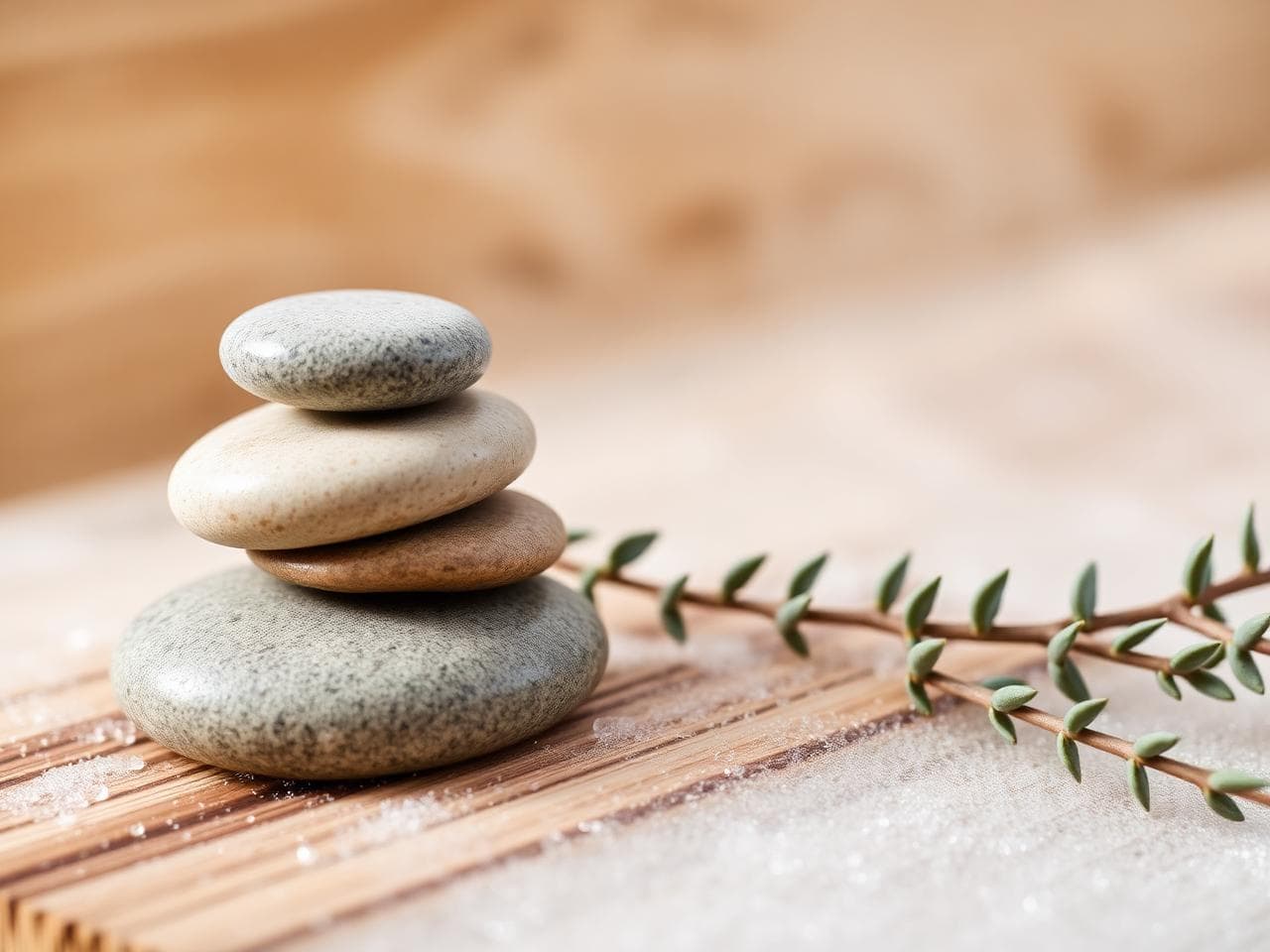 Wellness stones and eucalyptus