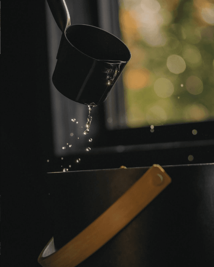 Wooden sauna bucket and ladle